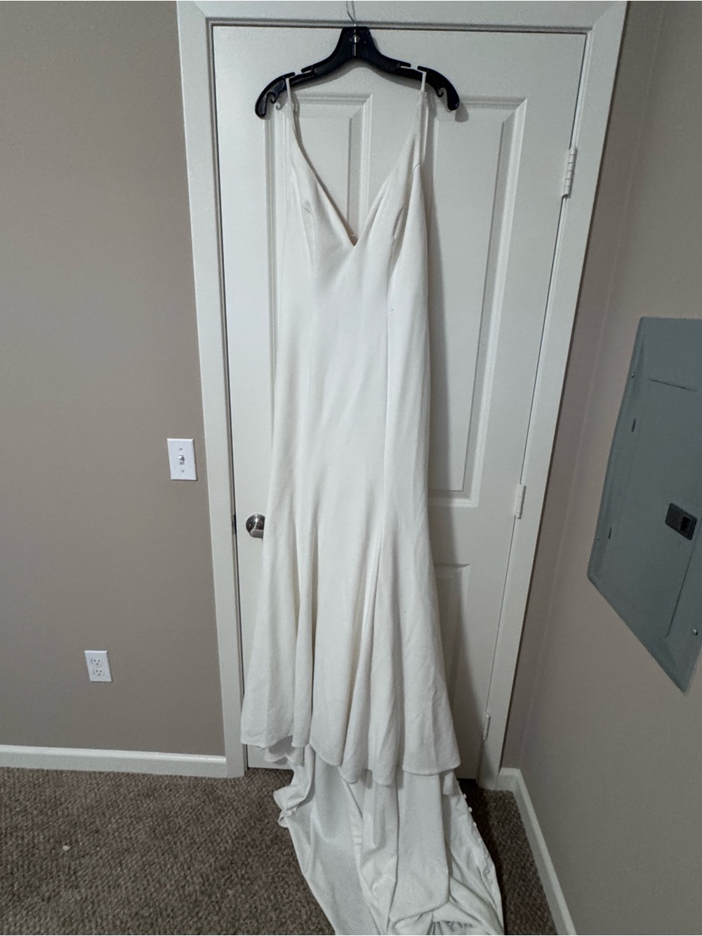 Allure Bridals Ivory V-Neck Slip Gown with Train